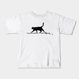 The black cat with paw prints Kids T-Shirt